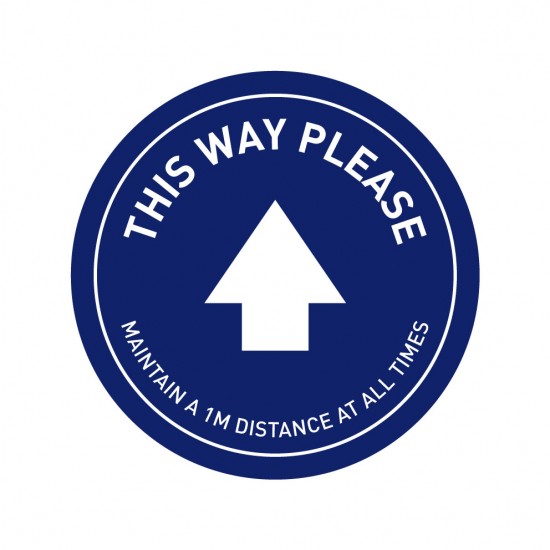 Covid-19 Floor This Way Please Dark Blue 26cm 3pcs